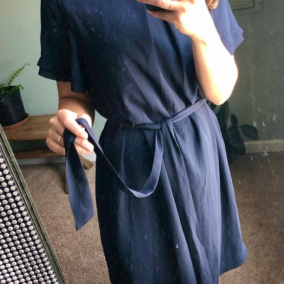 Banana Republic Navy Tie-Waist Dress - Size Large - Picture 4 of 13